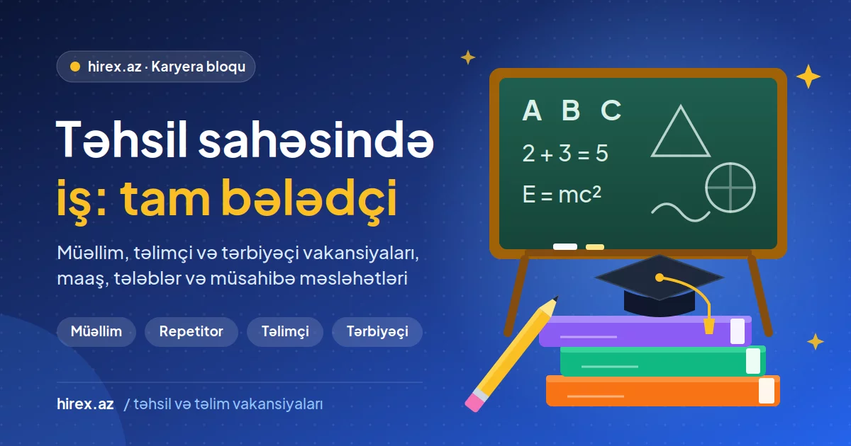 Təhsil Sahəsində İş: Müəllim, Təlimçi və Tərbiyəçi üçün Tam Bələdçi